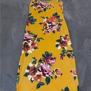 Fashion Nova Yellow Floral Midi Dress